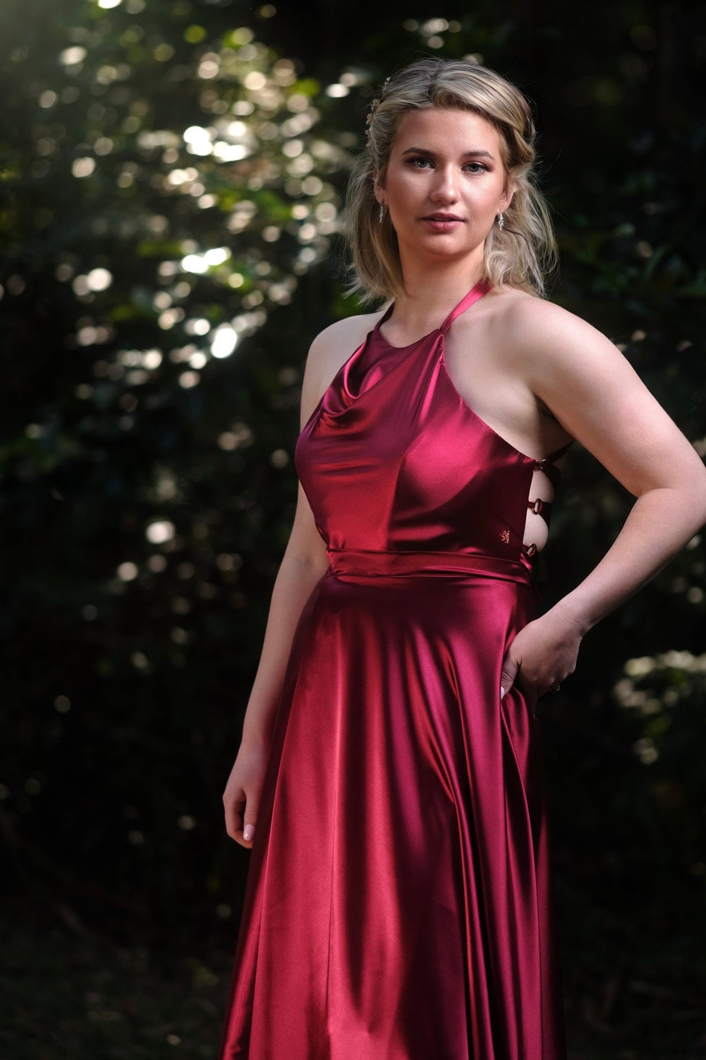 strapless open back dress Juno - Cherry | Bridesmaids & Formal