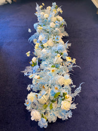 Floral Aisle Runner - Blue Pair