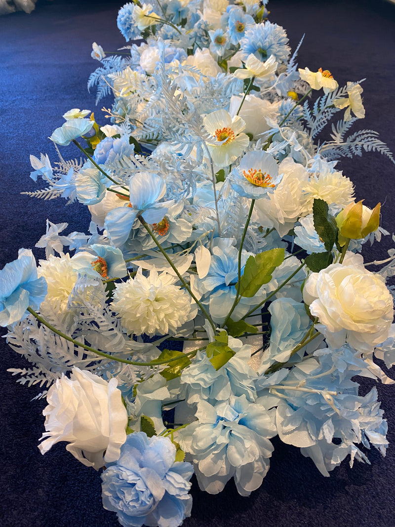 Floral Aisle Runner - Blue Pair