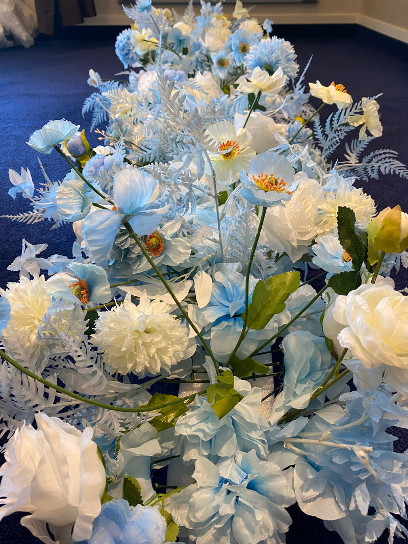 Floral Aisle Runner - Blue Pair
