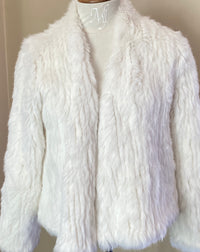 Sophie Rabbit Fur Jacket White