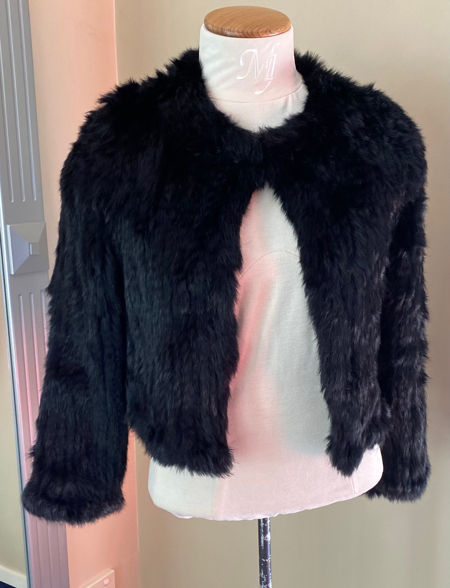 Rabbit Fur Jacket - Natarsha - Black