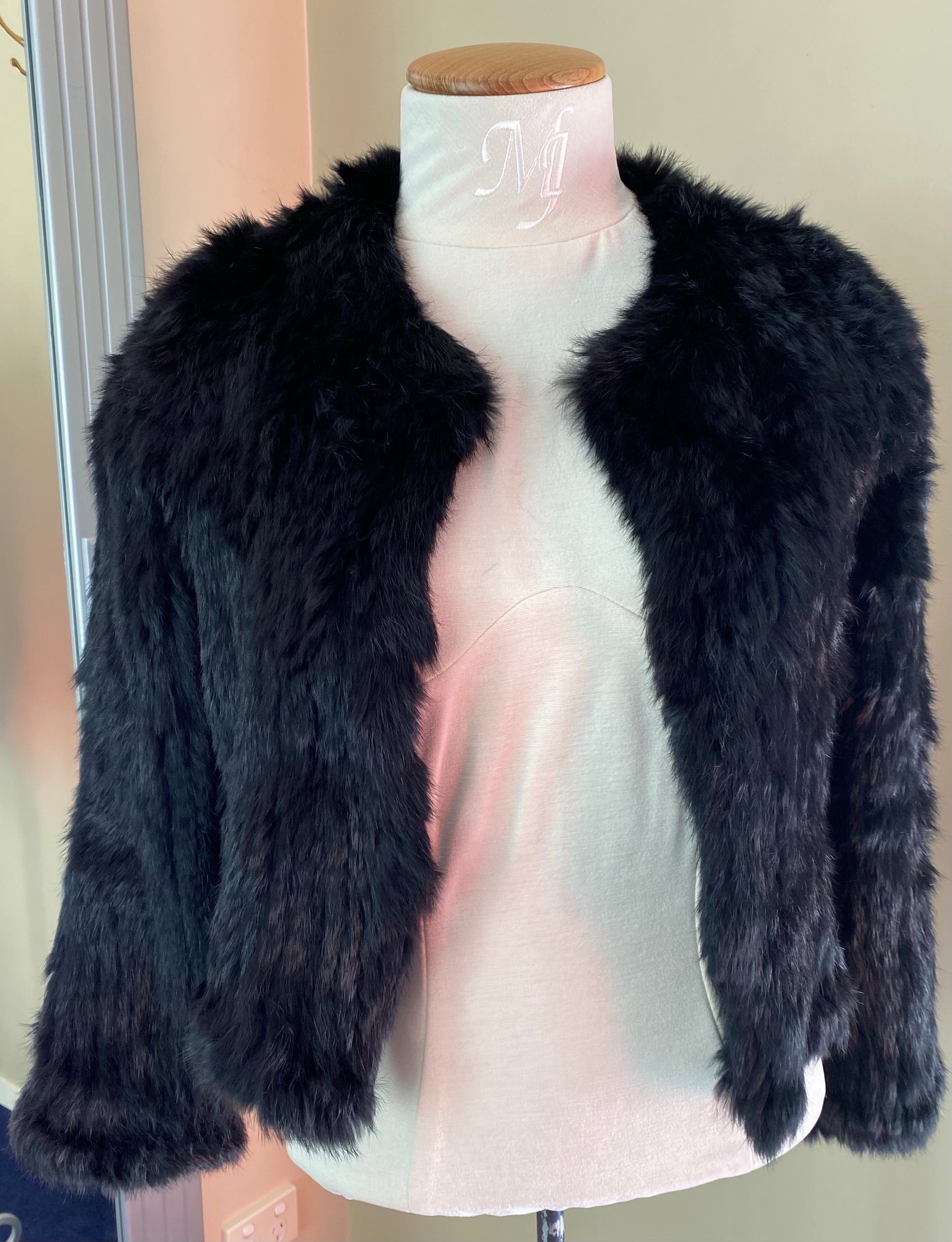 Rabbit Fur Jacket - Natarsha - Black