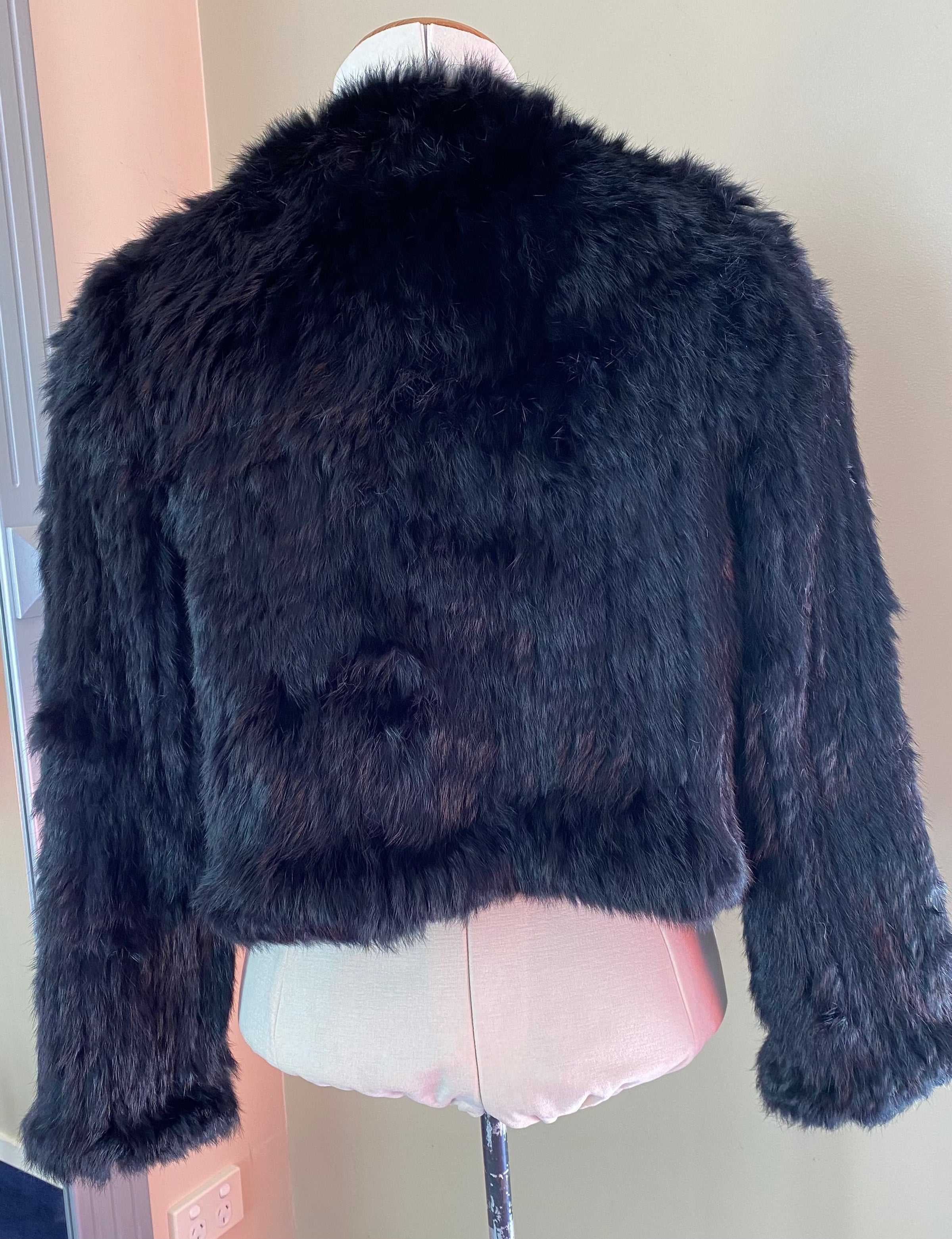 Rabbit Fur Jacket - Natarsha - Black