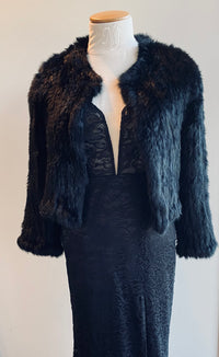 Rabbit Fur Jacket - Natarsha - Black