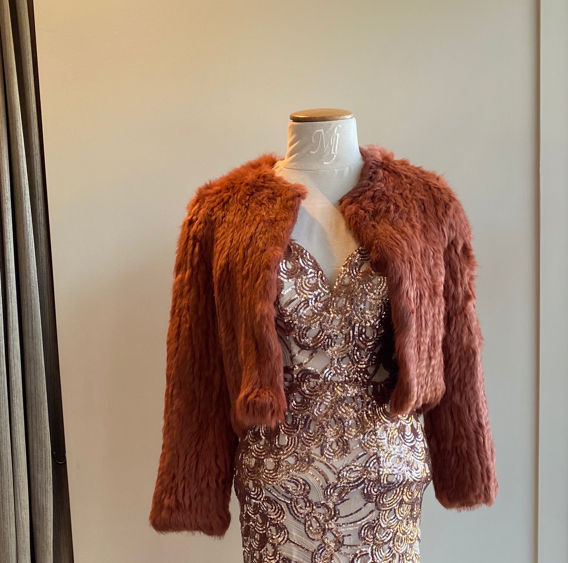 Rabbit Fur Jacket - Natarsha - Rust