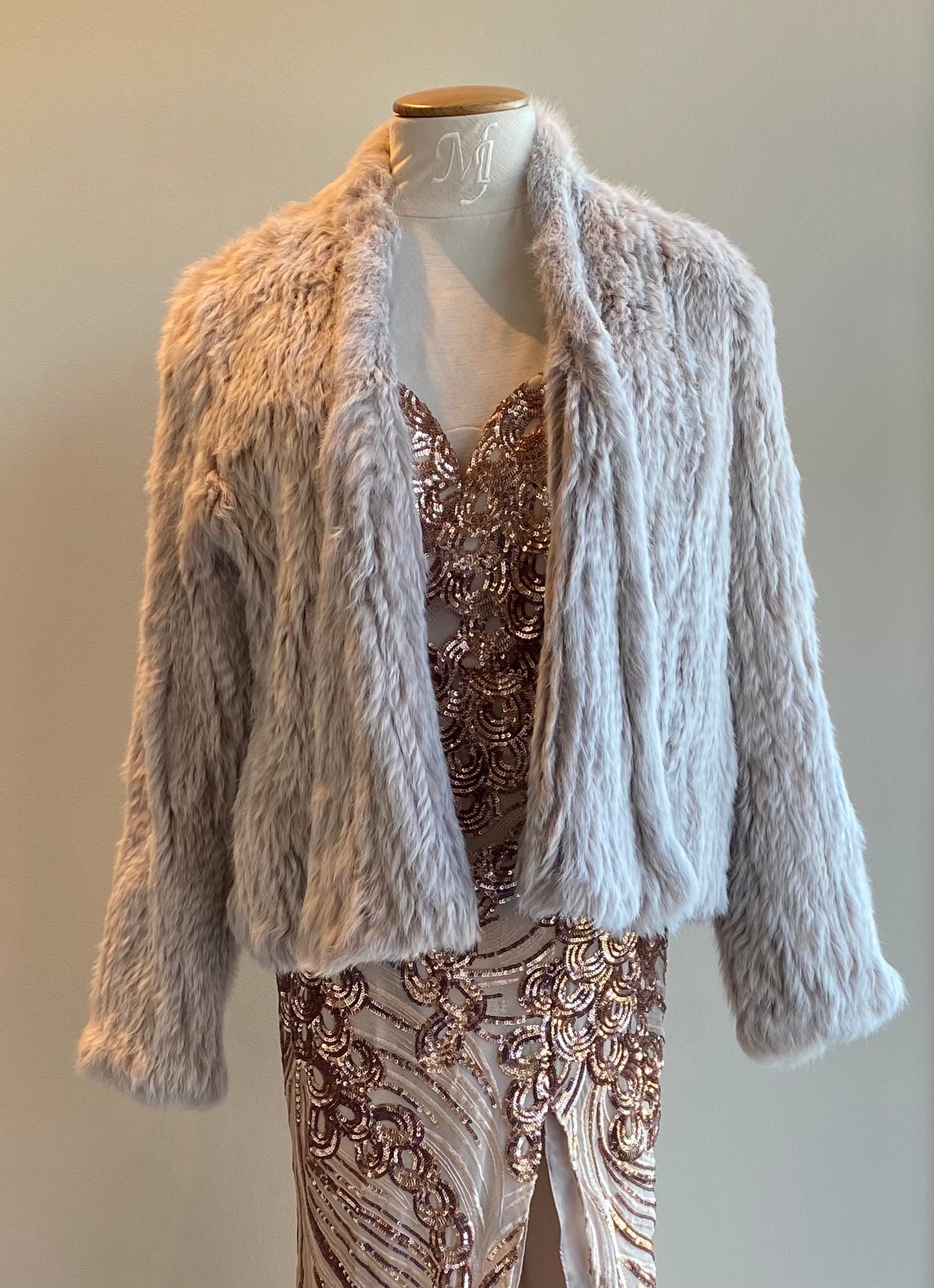 Sophie Rabbit Fur Jacket Two Tone Lilac