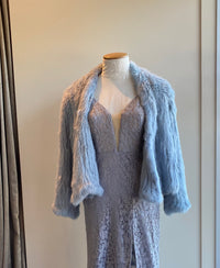 Sophie Rabbit Fur Jacket Blue Gray
