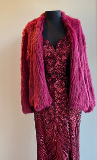 Sophie Rabbit Fur Jacket Cherry