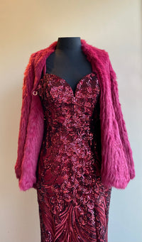 Sophie Rabbit Fur Jacket Cherry