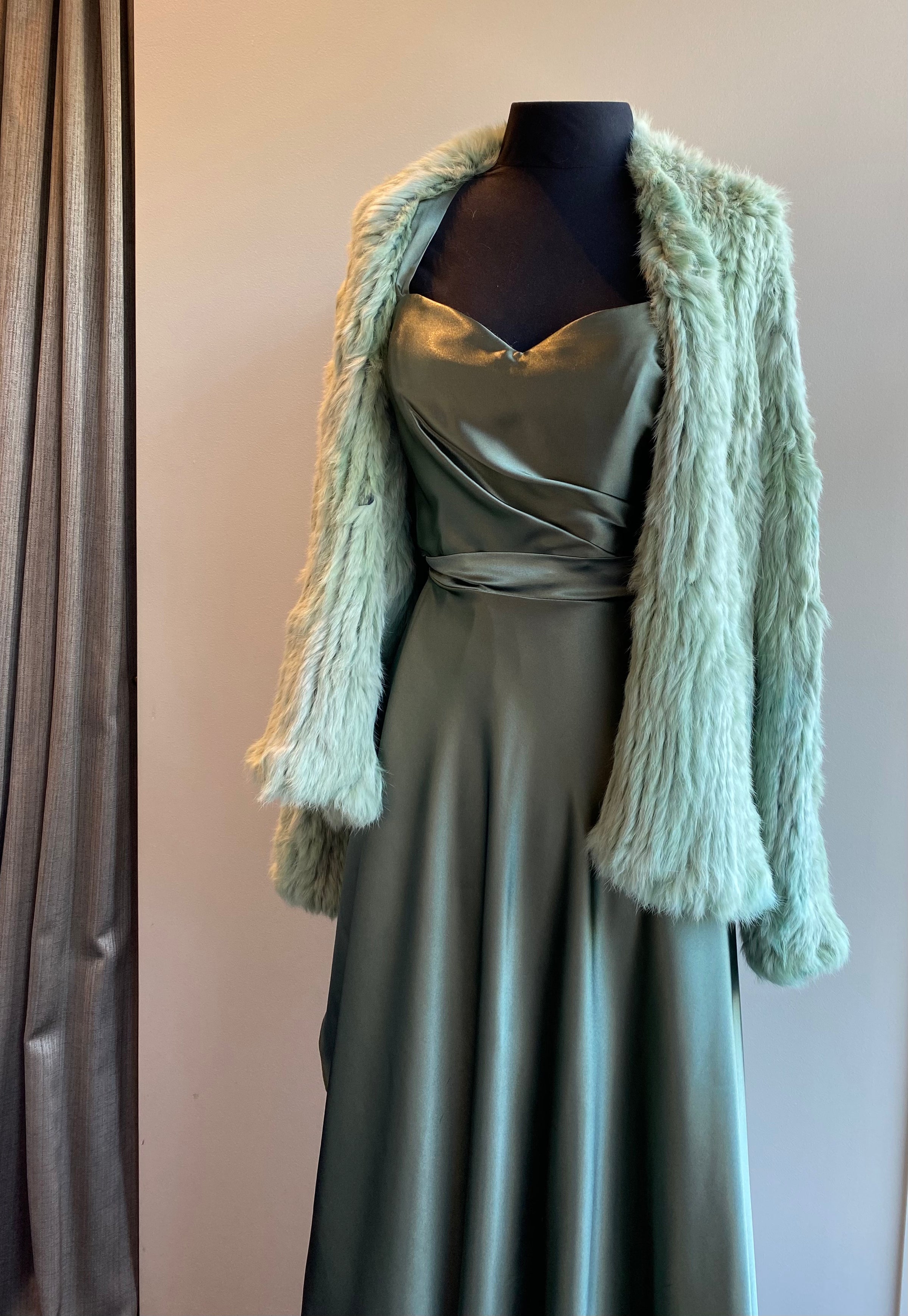 Sophie Rabbit Fur Jacket Sage