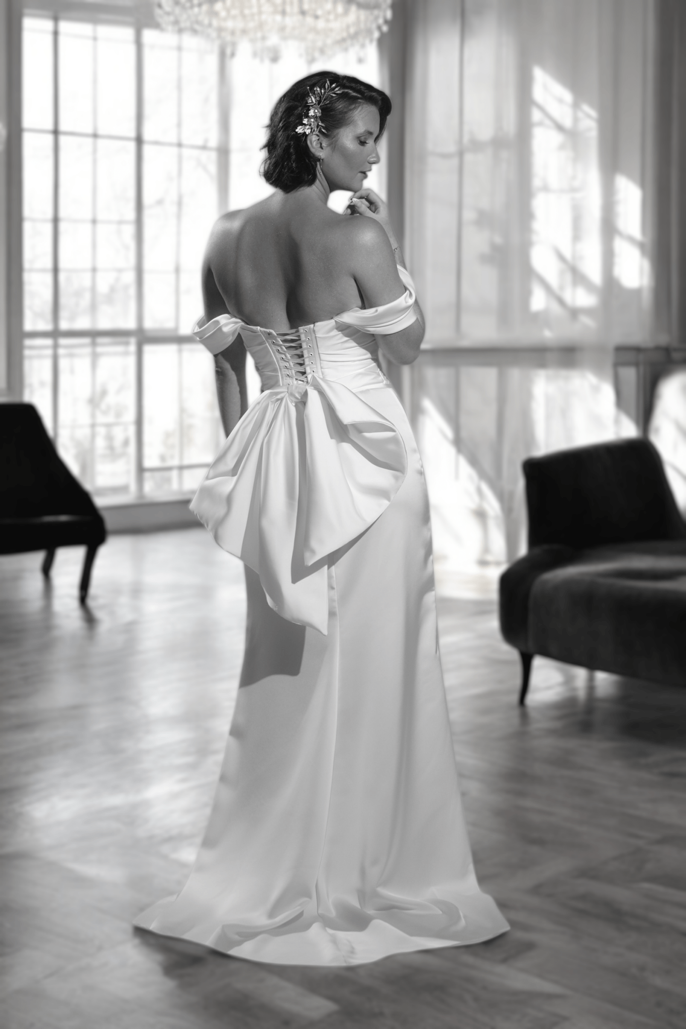 Eveana Satin Wrap Skirt - Bridal Gown - Melanie Jayne