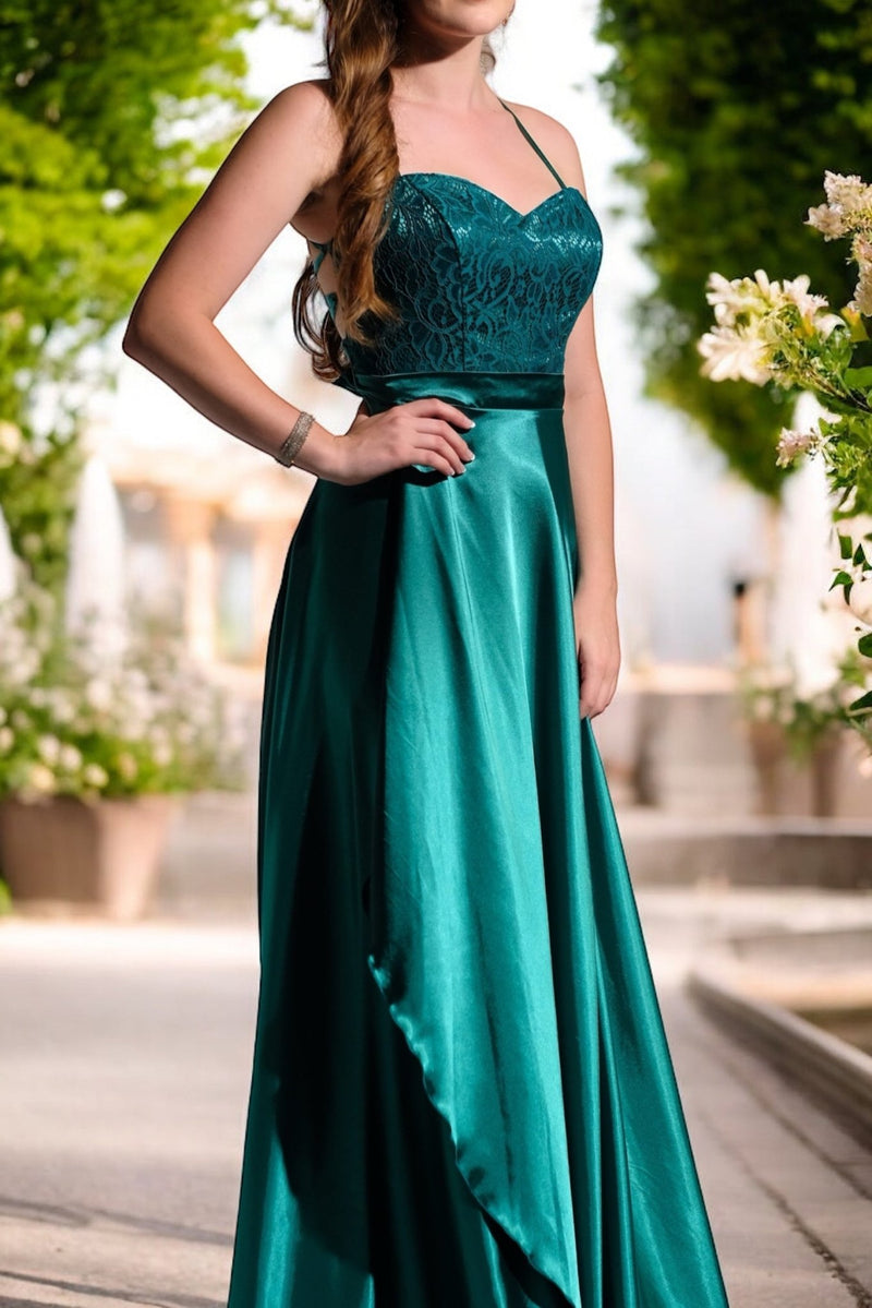 Kadie Satin Lace Jade Bridesmaid Dress Bridesmaids Formal