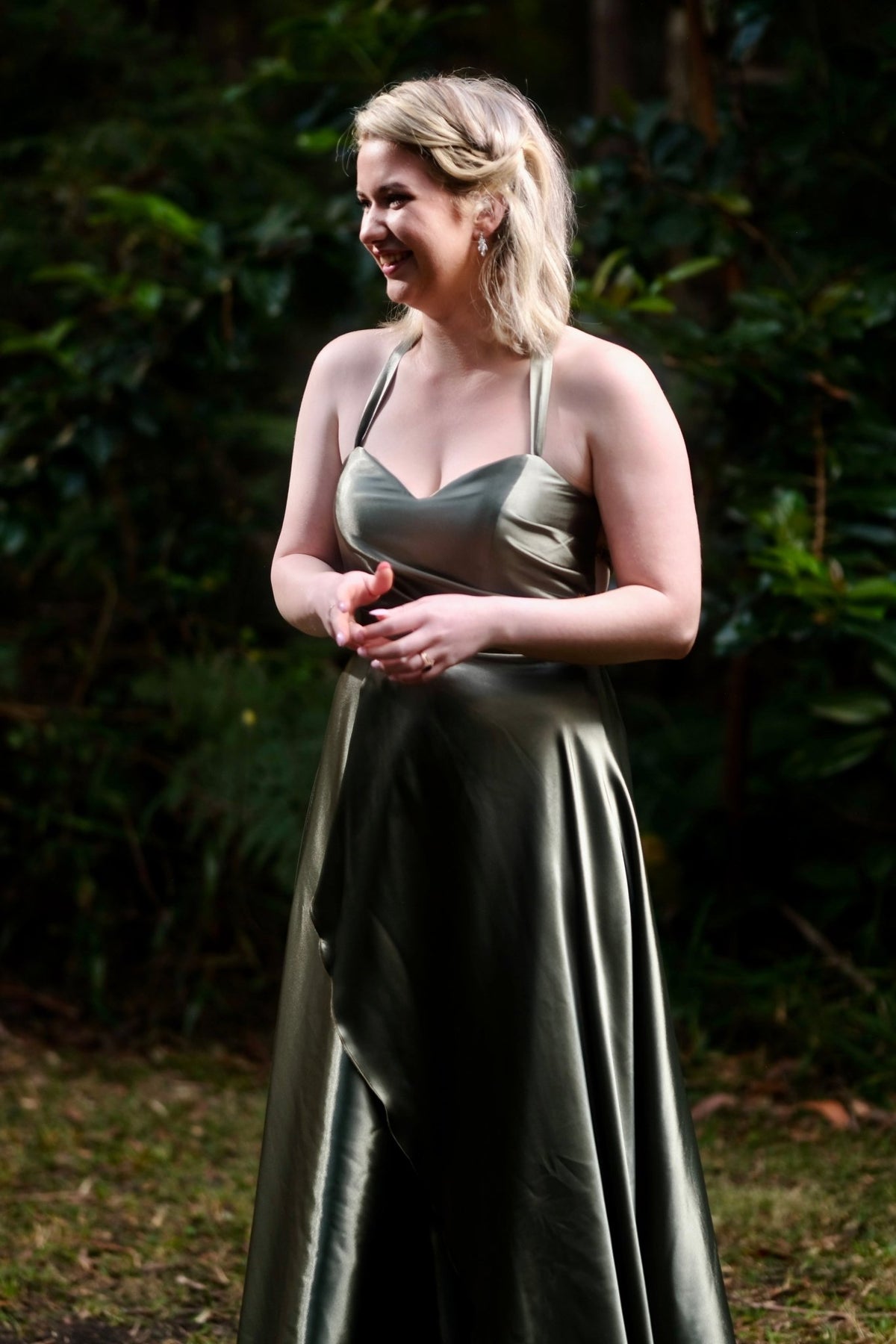 Kadie Pleated - Moss - Bridesmaids & Formal - Wrap n strap - Melanie Jayne