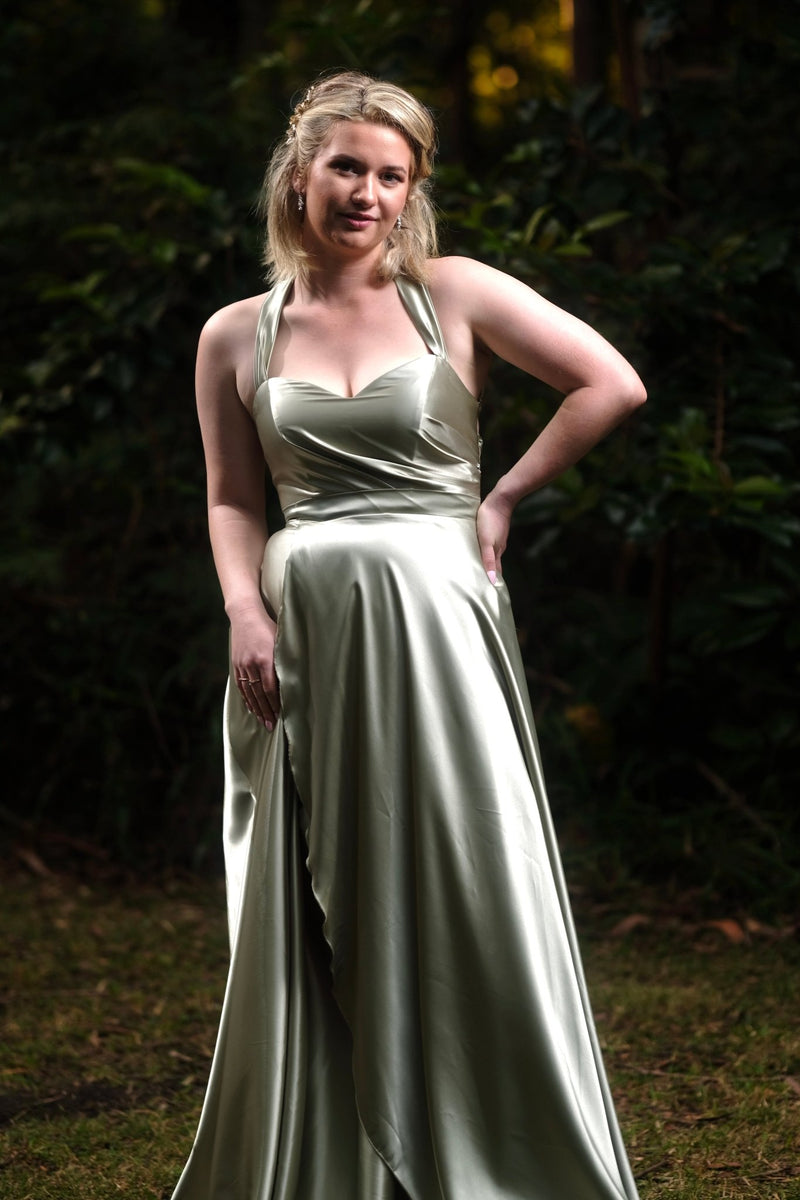 Kadie Pleated - Sage - Bridesmaids & Formal - Wrap n strap - Melanie Jayne