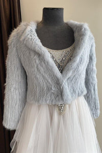 Natarsha Rabbit Fur Jacket Blue Gray -Accessories - coverups -Fur jacket -- Melanie Jayne