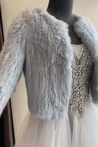 Natarsha Rabbit Fur Jacket Blue Gray -Accessories - coverups -Fur jacket -- Melanie Jayne