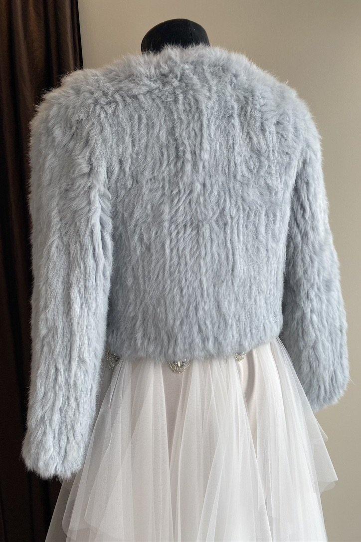 Natarsha Rabbit Fur Jacket Blue Gray -Accessories - coverups -Fur jacket -- Melanie Jayne