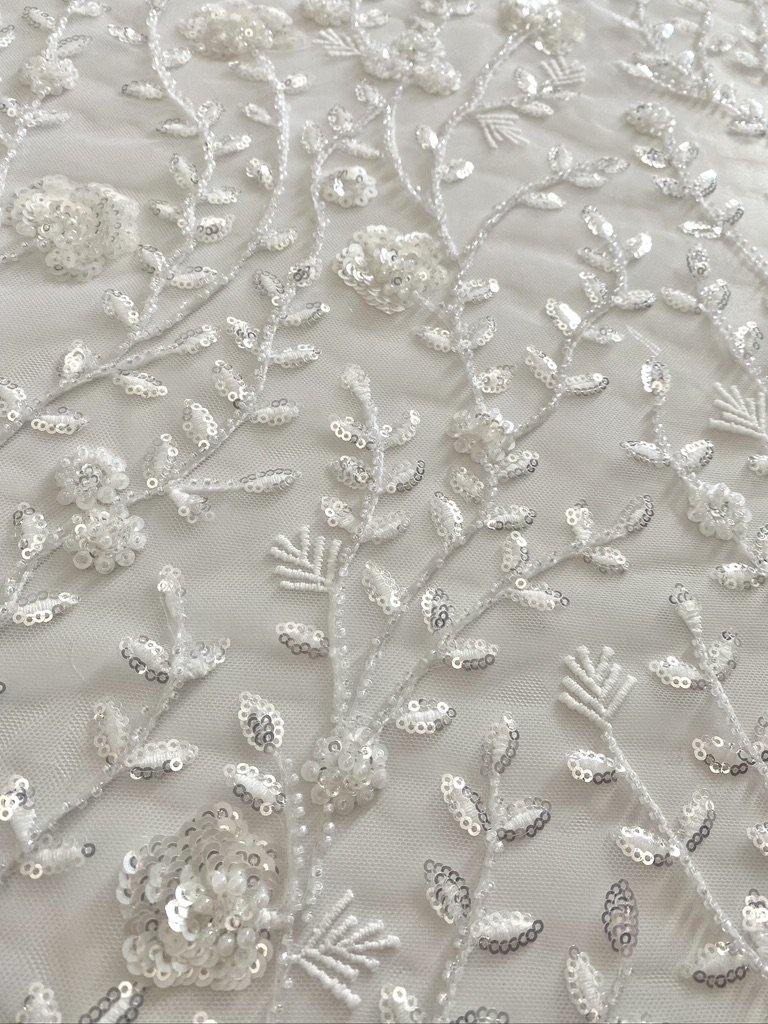 Beaded Floral Bridal Lace -Lace fabric - Lace Fabric - -- Melanie Jayne