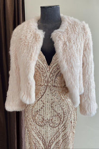 Natarsha Rabbit Fur Jacket Blush -Accessories - coverups -Fur jacket -rabbit- Melanie Jayne