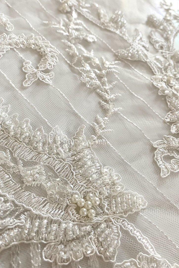 Geometric Beaded Bridal Lace -Lace fabric - Lace Fabric - -- Melanie Jayne