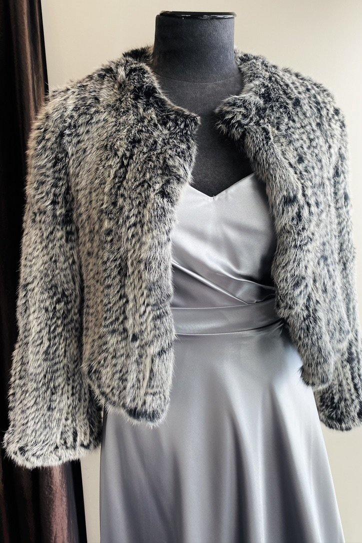 Natarsha Rabbit Fur Jacket Black Snow -Accessories - coverups -Fur jacket -- Melanie Jayne
