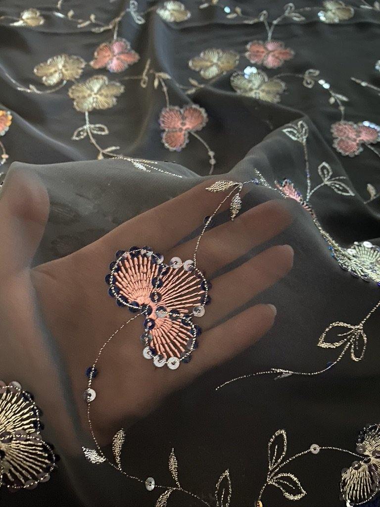 Black Embroidered Chiffon -Fabric - fabric - -- Melanie Jayne
