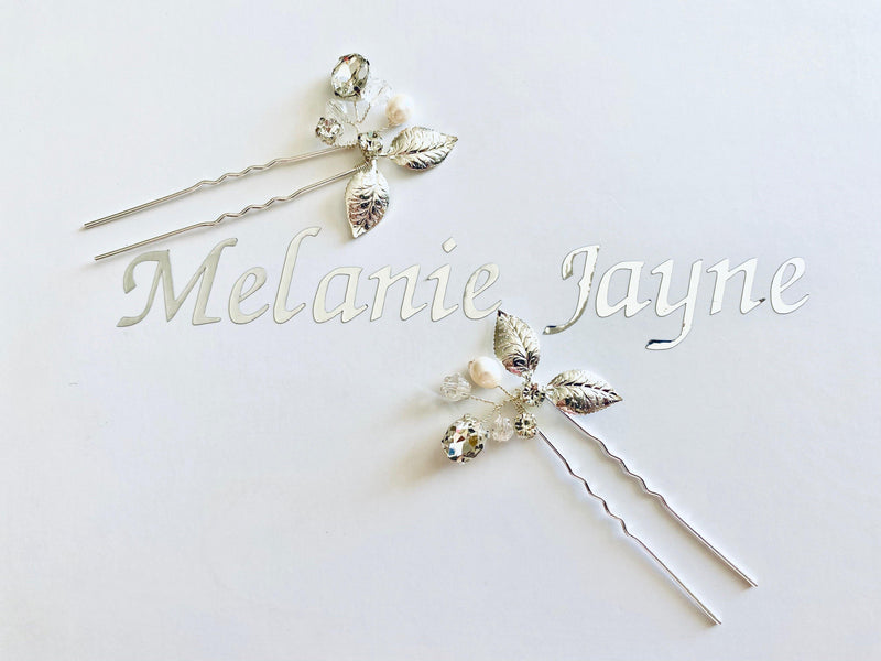 Calla Hair Pins set of 2 -Bridal Jewellery - Accessories -Hairpins -jewellery- Melanie Jayne