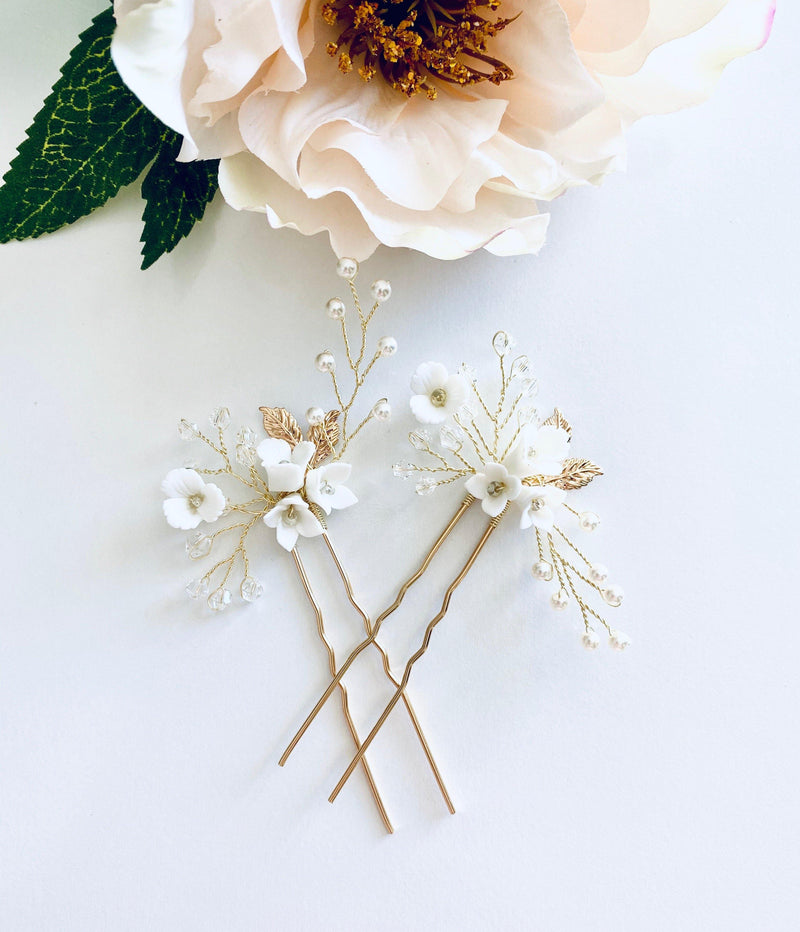 Belle Hair Pins set 2 -Bridal Jewellery - Accessories -Hairpins -jewellery- Melanie Jayne