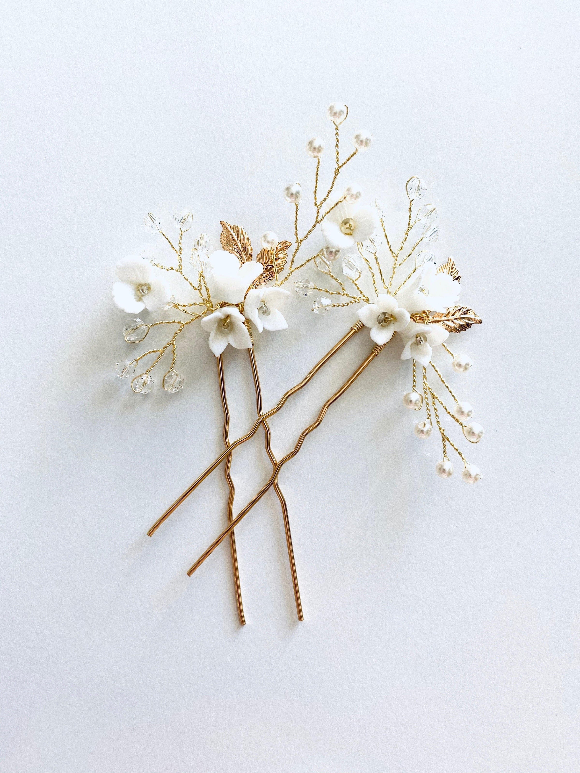 Belle Hair Pins set 2 -Bridal Jewellery - Accessories -Hairpins -jewellery- Melanie Jayne