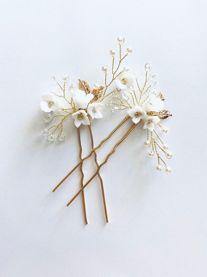 Belle Hair Pins set 2 -Bridal Jewellery - Accessories -Hairpins -jewellery- Melanie Jayne