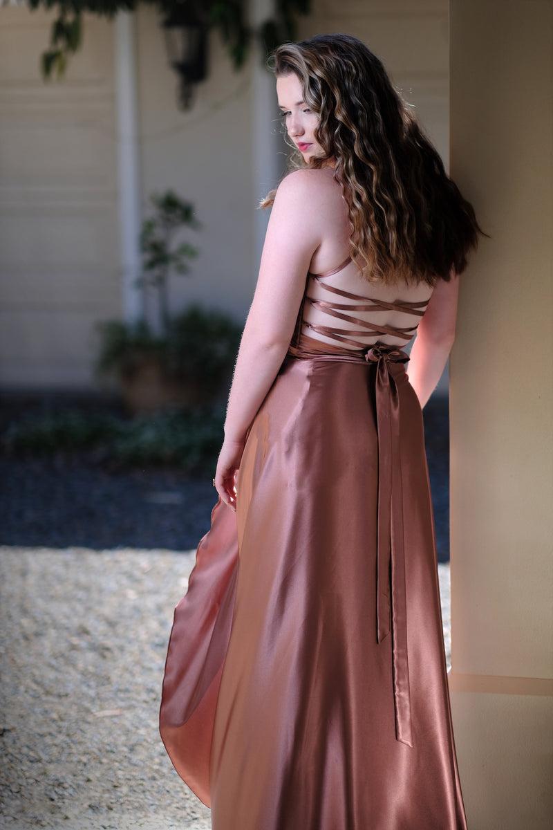 "Kadie Pleated" Rose Gold Bridesmaid Dress -Bridesmaids & Formal - bridesmaids -formal -kadie- Melanie Jayne