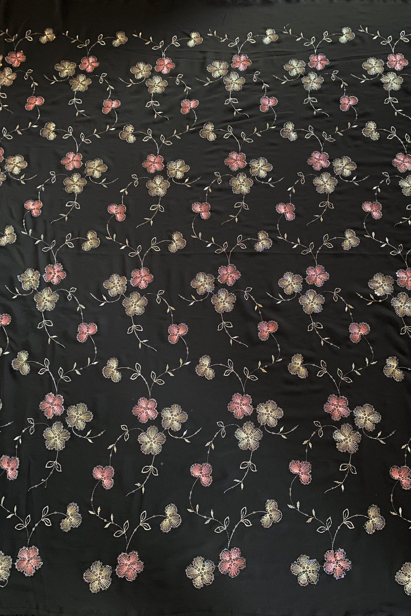 Black Embroidered Chiffon -Fabric - fabric - -- Melanie Jayne