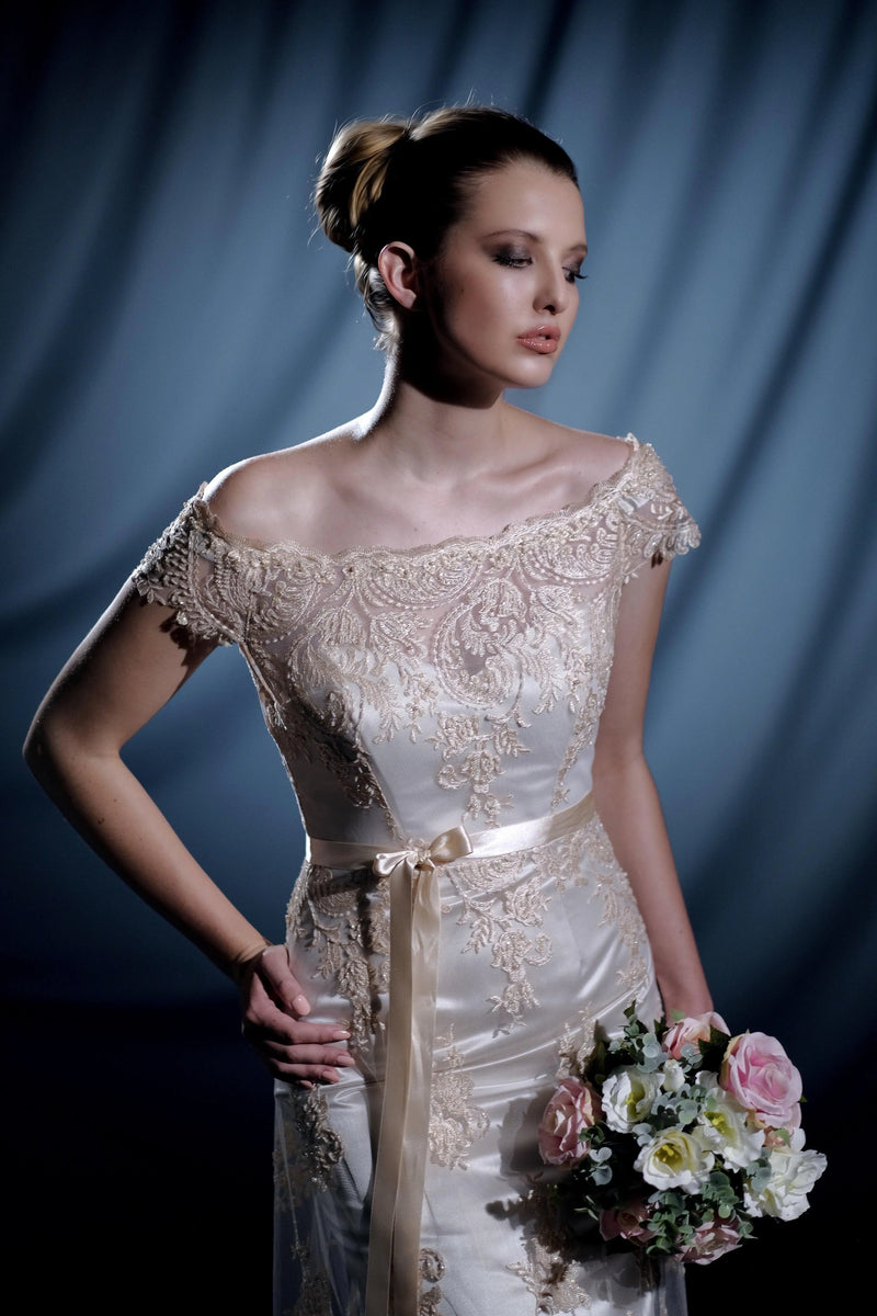 Nadine Blush Wedding Gown -Classic Collection - Bridal -Classic -Vintage- Melanie Jayne