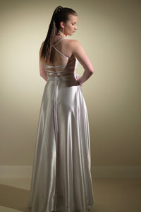 Kadie Satin White Formal Dress -Bridesmaids & Formal - bridesmaids -formal -formal dress- Melanie Jayne