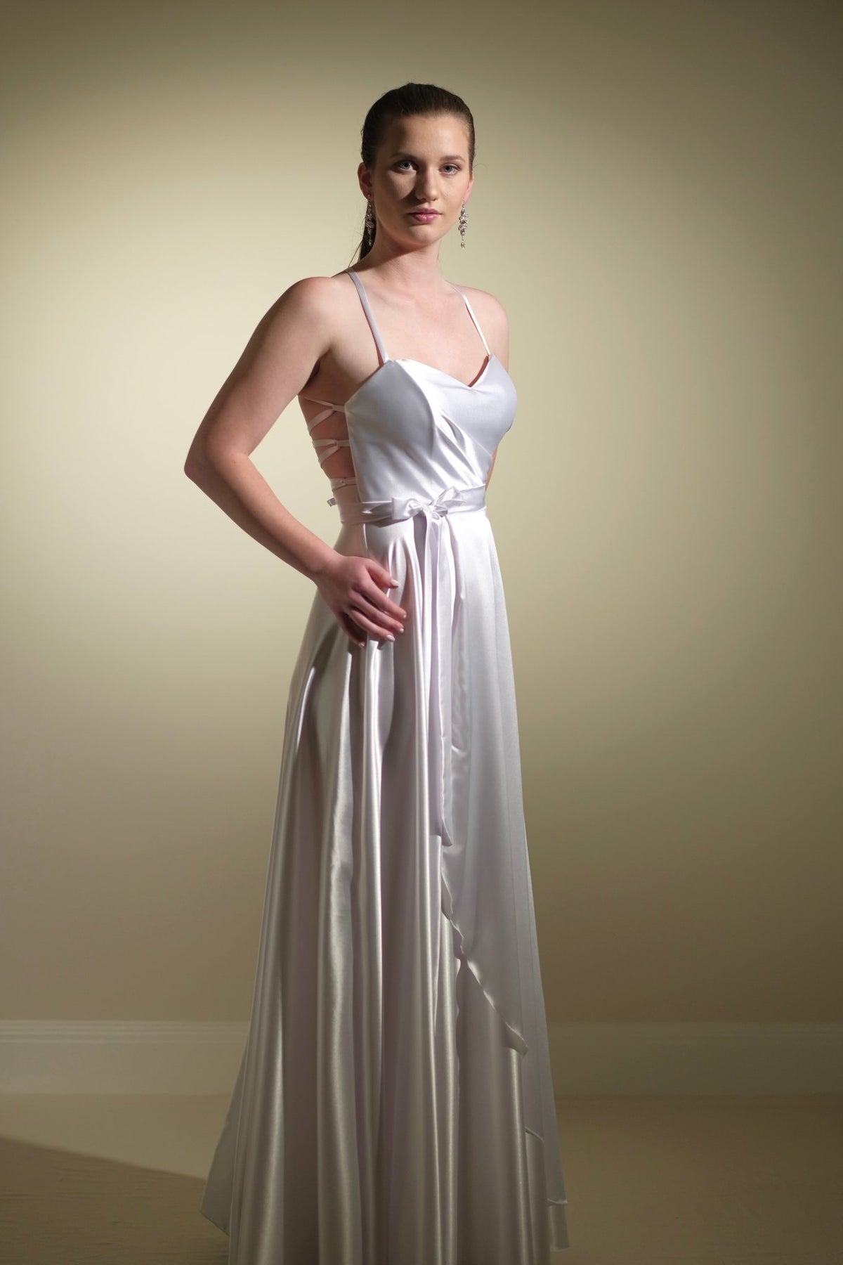 Kadie Satin White Formal Dress -Bridesmaids & Formal - bridesmaids -formal -formal dress- Melanie Jayne