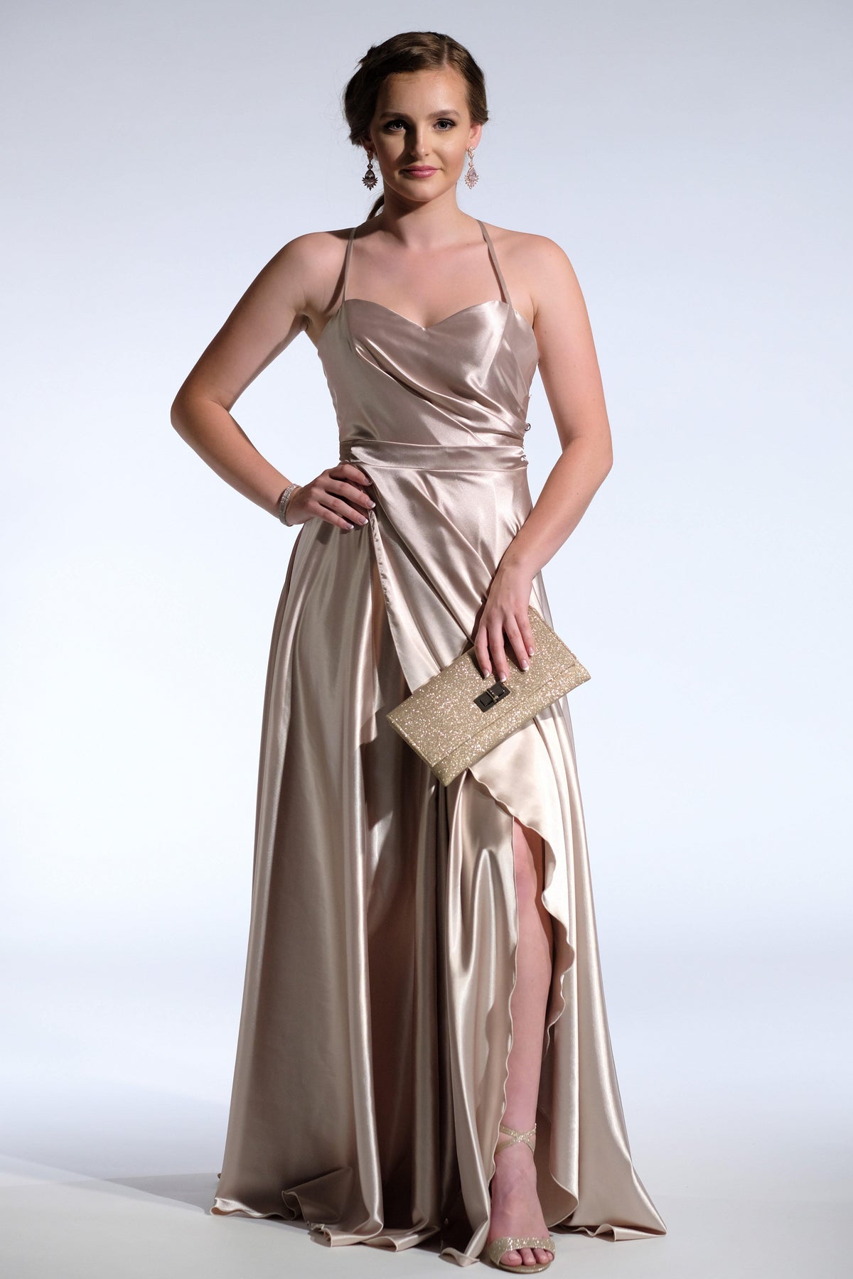 Kadie Pleated Formal Gown -Bridesmaids & Formal - bridesmaids -Champagne -formal- Melanie Jayne