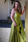 Kadie Pleated Bridesmaid Dress Chartreuse -Bridesmaids & Formal - bridesmaids -chartreuse -formal- Melanie Jayne