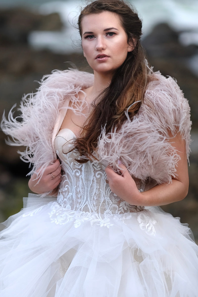 Ostrich Feather Bolero -Bridal Bolero - Accessories -Bolero -coverups- Melanie Jayne