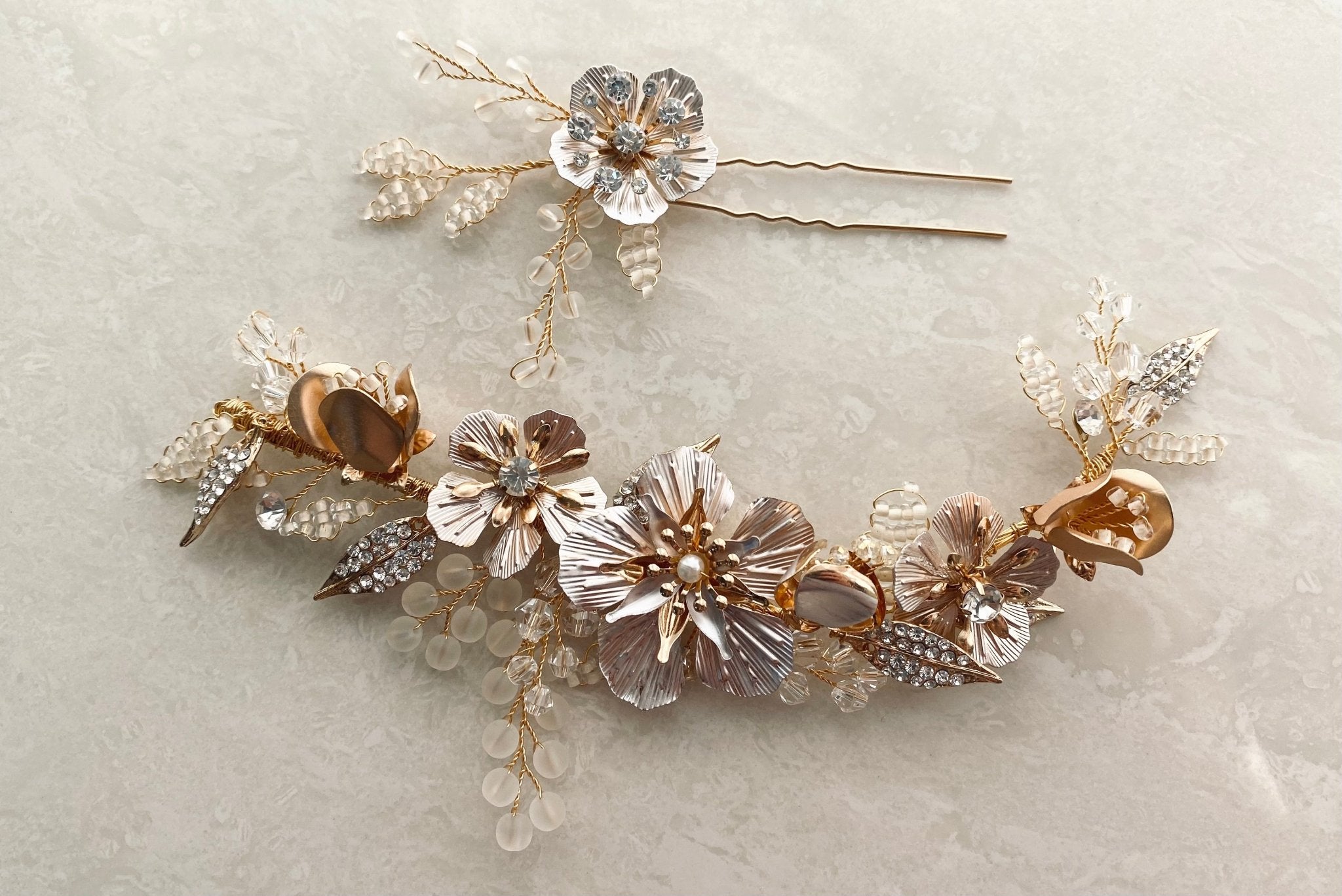 Zora hairpiece -Bridal Jewellery - bridal jewellery -jewellery -- Melanie Jayne